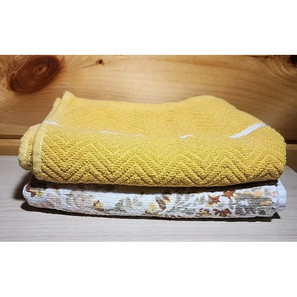 Lauren Ralph Lauren Yellow and Floral Plush Bath Towel Cotton Black Label